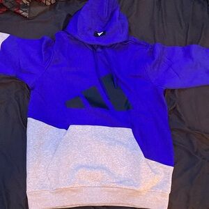 Adidas Blue and Gray Men's Hoodie